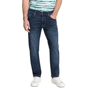 Pioneer Herenbroek 5 pocket stretch denim jeans, blauw/zwart used mustache, 54W / 32L, Blauw/Black used Mustache, 54W x 32L