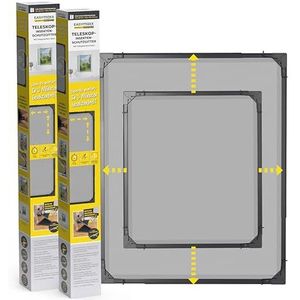 EASYmaxx Insect Protect Telescopische insectenhor voor ramen, met voorgemonteerd frame, uittrekbare insectenbescherming, geïntegreerd net, antraciet, set van 2