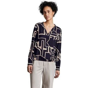 Street One - Bedrukte Blouse - Blauw - Viscose - Grafisch Patroon