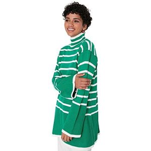 Trendyol Vrouwen bescheiden regelmatig tuniek staande kraag gebreide kleding bescheiden truien, Groen, L