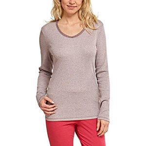 Schiesser dames pyjama top, bruin (bruin-gemêleerd 302), 48