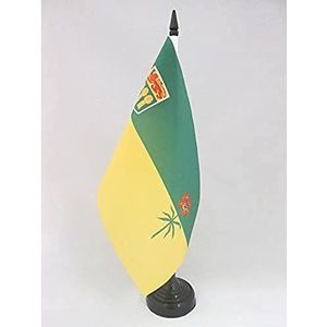 Saskatchewan Tafelvlag 14x21 cm - Canada - Canadese regio van Saskatchewan Desk Vlag 21 x 14 cm - Zwarte plastic stok en voet - AZ FLAG