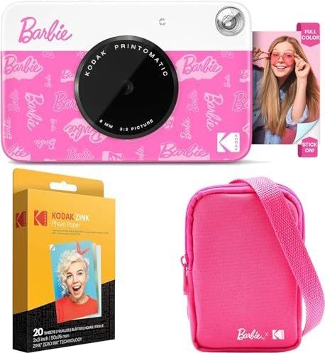 Kodak x Barbie Printomatic Volledige Kleur Direct Afdruk Digitale Camera Barbie Starter Bundel (Signature Stijl) + Barbie Deluxe Cameratas + Zink-papier (20 Vellen)