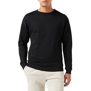 Urban Classics Sweatshirt voor heren, met ronde hals, trui met brede geribbelde manchetten voor mannen, in vele kleuren, maten XS - 5XL, zwart (black 7), M