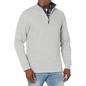 Amazon Essentials Quarter-Zip Franse Rib Trui Lichtgrijs Heide, XS