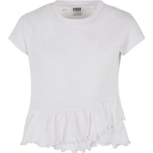 Urban Classics Meisjes-T-shirt Girls Organic Volant Tee White 158/164, wit, 158/164 cm