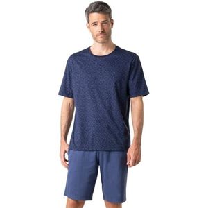 Eminence - Korte pyjama voor heren Liberty - jersey 100% gekamd katoen - T-shirt met korte mouwen O-hals + korte broek met 2 zakken - Oeko-Tex®-label Standard 100, Navy/Blauw, S