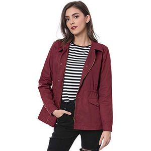 Allegra K Saint Patrick's Day Trekkoord Taille Klepzakken Lichtgewicht Utility-Jas, bordeaux, XL