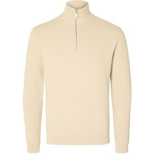 SELETED HOMME SLHDANE LS Knit Structure Half Zip NOOS, havermout, XXL
