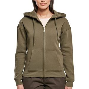 Urban Classics Dames Jas Dames Classic Zip Hoody, Vrouwen Basic Sweatjack, Sweatshirt met Capuchon Verkrijgbaar in 5 kleurvarianten, Maten XS - 5XL, olijfgroen, S