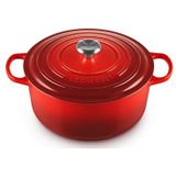 Le Creuset Signature gietijzeren braadpan met deksel, Ø 28 cm, rond, geschikt voor alle warmtebronnen en inductie, volume: 1,8 l