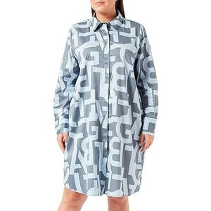 Blousejurk - Petrol - 100% Katoen - Lange Mouwen - Letters-Print