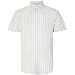 Slhreg-New Linen Shirt Ss Noos, Kasjmier Blauw/Stripes: strepen, XXL