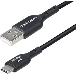 StarTech.com 1m USB-A naar USB-C Laadkabel, USB-A naar USB Type-C Oplaadkabel, 3A Fast Charge, USB 2.0 Datakabel, Zwart