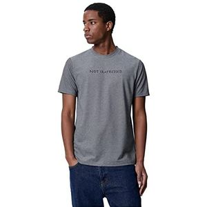 Koton Heren Slogan Geborduurd Slim Fit Crew Neck T-shirt met korte mouwen, zwart (999), S