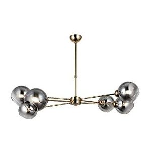 Homemania 1532-80-06-L hanglamp Seljuk, kroonluchter, plafondlamp, glas, metaal, goud, 45 x 92 x 75 cm, 6 x E27, Max 40 W
