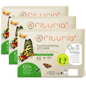 Ofituria Gerecycleerd Papier A3-Formaat - 80 g, 100% Gerecycled, DIN A3 Natuur, Geschikt Voor Laser- en Inkjetprinters