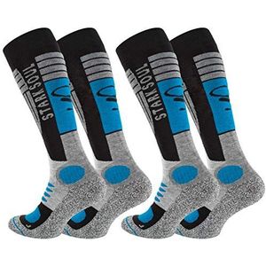 STARK SOUL Ski functionele sokken, wintersportsokken met speciale voering, 2 paar, grijs-zwart-blauw, 43-46 EU