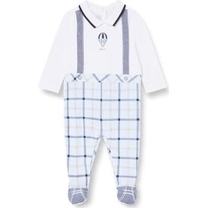 Chicco Rompertje met rugopening van katoen met lange mouwen, pyjama voor jongens en meisjes, Lichtblauw, 6 Maanden