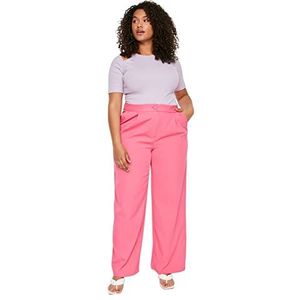 Trendyol Vrouwen hoge taille ontspannen plus size broek, Fuchsia, 52, Fuchsia