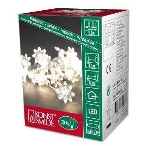 Konstsmide LED-decoratieketting, 20 transparante acryl bloemen, 20 warmwitte diodes, werkt op batterijen, transparante kabel, 3 x AAA 1,5 V (exc.) - 3182-103