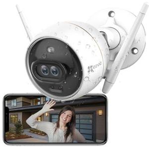 EZVIZ Dual Lens Camera, Kleurennachtzicht zonder licht, AI-aangedreven detectie van mens/voertuigen, beveiligingscamera Outdoor 1080P, stroboscoop- en sirene-alarm, SD-kaart/cloudopslag, IP67