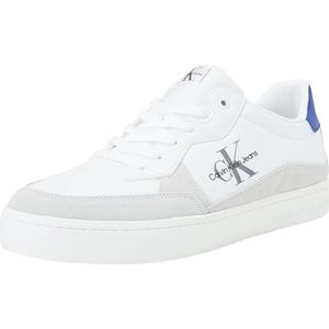 Calvin Klein Jeans Klassieke Cupsole Low Top Mix Leather Sneakers voor heren, Wit Helder Wit Saffier Blauw, 41.5 EU