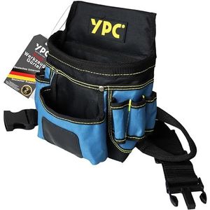 YPC Presto Gereedschapsgordeltas XL, gereedschapsriem, werkriem, waterdichte gereedschapstas met hamerlus, scheurvaste nylon riem, 12 zakken, blauw-zwart, 27 x 21 x 13 cm, 5 kg draagkracht