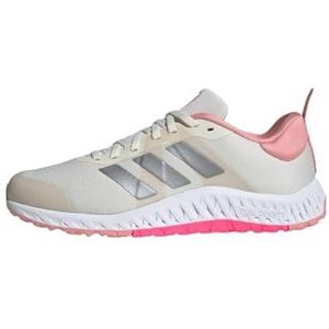 adidas Dames Everyset Trainer Shoes, Chalk White/Iron Metallic/Lucid Pink, 44 2/3 EU