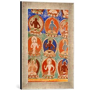 Fotolijst van 10e eeuw ""Alchi, Kloster, Duizend Boeddha"", kunstdruk in hoogwaardige handgemaakte fotolijst, 30x40 cm, zilver raya