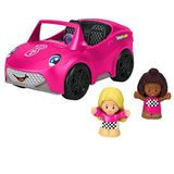 ​Barbie Cabriolet van Fisher-Price Little People, duwvoertuig met geluiden en 2 figuren voor fantasiespel, voor peuters en kleuters, HJN53