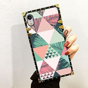 Vierkante Edge Phone Case iPhone Xr Plants Diamond Splicing Gold Corner Bumper Protection Case voor iPhone Xr