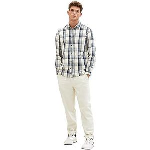 TOM TAILOR Heren Regular Fit geruit overhemd van katoen, 32280-off White Teal Lilac Check, XL