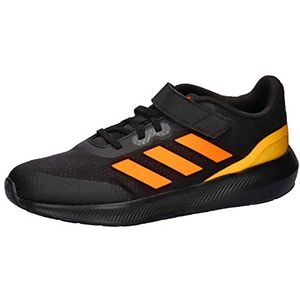 adidas Runfalcon 3.0 Elastic Lace Strap Sneakers voor jongens, Core Black Screaming Orange Solar Gold, 28 EU