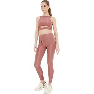 Trendyol Rose Curry Tulle Gedetailleerde sportlegging, yogabroek voor dames, Roze., XS