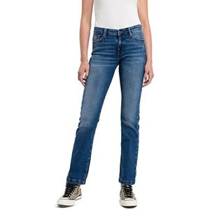 Cross Jeans Dames Lauren Jeans, Mid Blue Scratched, Normaal, Mid Blue Scratched, 27W x 30L