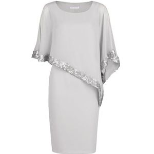 Gina Bacconi Crêpe en chiffon jurk voor dames, Zilveren Mist, 42 NL