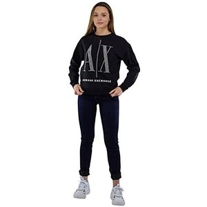 Armani Exchange Dames Studded Icon Sweatshirt, zwart, S