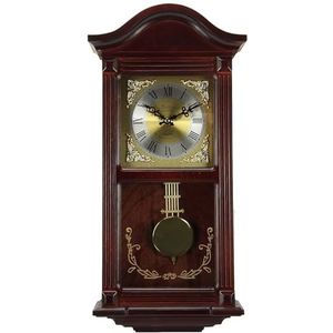 Bedford Clock Collection Wandklok met messing slinger en 4 klokkenspelers, hout, mahonie kerseneik, 55,6 cm