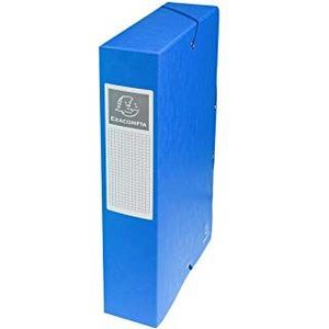 Exacompta 50602E 1 opbergbox met elastieken exabox van glanzend karton 600g/m2 achterkant 6 cm afmetingen 25 x 33 cm voor A4-documenten, kleur blauw, wordt gemonteerd geleverd
