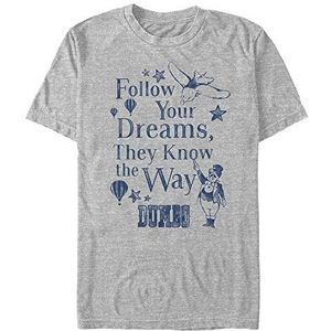 Disney Classics Dumbo - Follow Dreams Unisex Crew neck T-Shirt Melange grey S