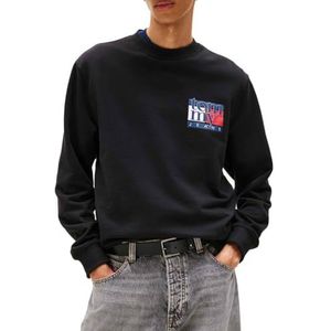 TOMMY JEANS Heren TJM REG RWB FLAG CREW EXT DM0DM22093, Zwart, M, Zwart (zwart), M