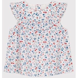 Petit Bateau Mouwloze blouse voor babymeisjes, wit/meerkleurig., 12 Maanden