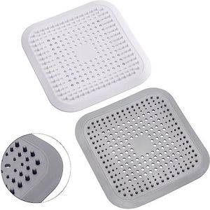 Alyvisun 2Pcs Siliconen Doucheafvoer Haarvanger met Zuignap, Opvouwbare Afvoerbeschermer Haarfilter, Gootsteen Afvoerzeef Universele voor Keuken, Badkamer, Badkuip (Wit + Grijs)