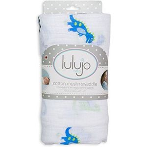 Lulujo Babydoek spuugdoek met mooi motief Dino 120 x 120 cm katoen