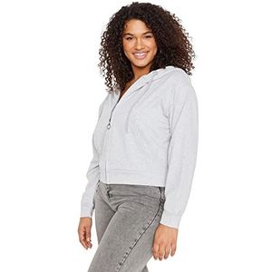 Trendyol Dames rechte lange mouwen oversized sweatshirt in plussize, Grey Marl, 3XL grote maten