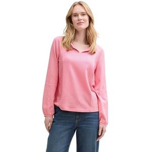 TOM TAILOR Damesshirt met lange mouwen, 37474 - dunne strepen glanzend roze wit, S