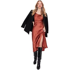 TRENDYOL Dames Shift getailleerde geweven jurk, brons, 36, Brons, 36