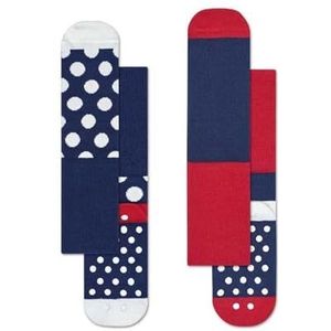 Happy Socks Big Dot Anti-Slip, Kleurrijke en Leuke, Sokken voor kinderen, Blauw-Rood-Wit 2 paar (6-12M)