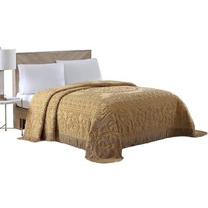 Beatrice Home Fashions Medaillon Chenille Sprei, Koning, Goud